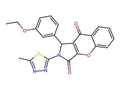 1-(3-ethoxyphenyl)-2-(5-methyl-1,3,4-thiadiazol-2-yl)-1,2-dihydrochromeno[2,3-c]pyrrole-3,9-dione structure