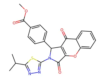 methyl 4-{3,9-dioxo-2-[5-(propan-2-yl)-1,3,4-thiadiazol-2-yl]-1,2,3,9-tetrahydrochromeno[2,3-c]pyrrol-1-yl}benzoate structure