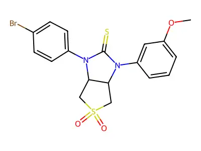 1-(4-bromophenyl)-3-(3-methoxyphenyl)tetrahydro-1H-thieno[3,4-d]imidazole-2(3H)-thione 5,5-dioxide structure