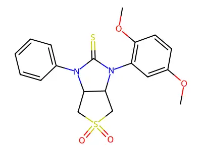 1-(2,5-dimethoxyphenyl)-3-phenyltetrahydro-1H-thieno[3,4-d]imidazole-2(3H)-thione 5,5-dioxide structure