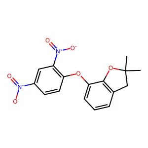 Benzofuran, 7-(2,4-dinitrophenoxy)-2,3-dihydro-2,2-dimethyl- structure