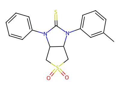 1-(3-methylphenyl)-3-phenyltetrahydro-1H-thieno[3,4-d]imidazole-2(3H)-thione 5,5-dioxide structure