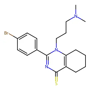 2-(4-bromophenyl)-1-(3-(dimethylamino)propyl)-5,6,7,8-tetrahydroquinazoline-4(1H)-thione structure