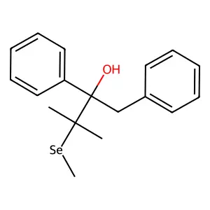 3-Methyl-3-methylselanyl-1,2-diphenylbutan-2-ol structure