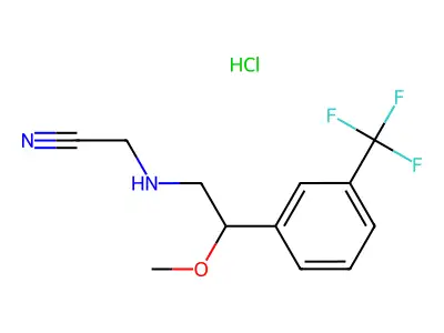 Phenethylamine, N-cyanomethyl-beta-methoxy-m-trifluoromethyl-, hydrochloride structure