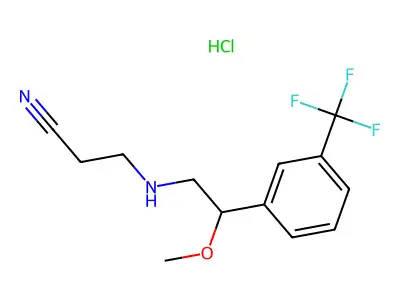 Phenethylamine, N-cyanoethyl-beta-methoxy-m-trifluoromethyl-, hydrochloride structure