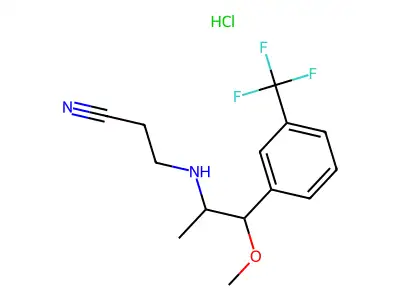 N-(2-Cyanoethyl)-beta-methoxy-alpha-methyl-m-trifluoromethylphenethylamine hydrochloride structure