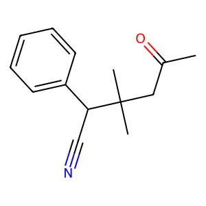 3,3-Dimethyl-5-oxo-2-phenylhexanenitrile structure