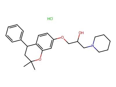 1-Piperidineethanol, alpha-(((2,2-dimethyl-4-phenyl-3,4-dihydro-2H-1-benzopyran-7-yl)oxy)methyl)-, hydrochloride structure