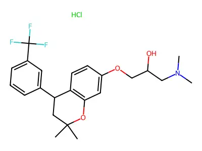 2-Propanol, 1-(dimethylamino)-3-((2,2-dimethyl-4-(3-(trifluoromethyl)phenyl)-3,4-dihydro-2H-1-benzopyran-7-yl)oxy)-, hydrochloride structure