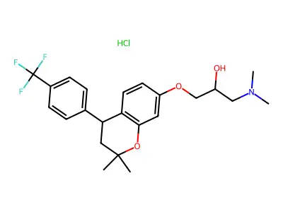 2-Propanol, 1-(dimethylamino)-3-((2,2-dimethyl-4-(4-(trifluoromethyl)phenyl)-3,4-dihydro-2H-1-benzopyran-7-yl)oxy)-, hydrochloride structure
