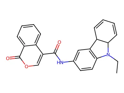 N-(9-ethyl-4b,8a-dihydrocarbazol-3-yl)-1-oxoisochromene-4-carboxamide structure