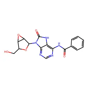 Adenosine,2',3'-anhydro-N-benzoyl-7,8-dihydro-8-oxo- (9CI) structure