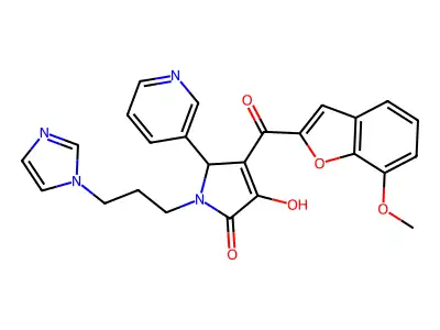 3-hydroxy-1-[3-(1H-imidazol-1-yl)propyl]-4-(7-methoxy-1-benzofuran-2-carbonyl)-5-(pyridin-3-yl)-2,5-dihydro-1H-pyrrol-2-one structure