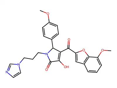 3-hydroxy-1-[3-(1H-imidazol-1-yl)propyl]-4-(7-methoxy-1-benzofuran-2-carbonyl)-5-(4-methoxyphenyl)-2,5-dihydro-1H-pyrrol-2-one structure