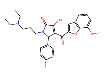 1-[3-(diethylamino)propyl]-5-(4-fluorophenyl)-3-hydroxy-4-(7-methoxy-1-benzofuran-2-carbonyl)-2,5-dihydro-1H-pyrrol-2-one structure