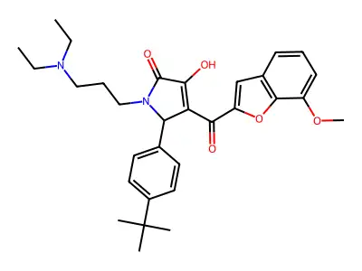 1-[3-(diethylamino)propyl]-5-[4-(tert-butyl)phenyl]-3-hydroxy-4-[(7-methoxyben zo[d]furan-2-yl)carbonyl]-3-pyrrolin-2-one structure