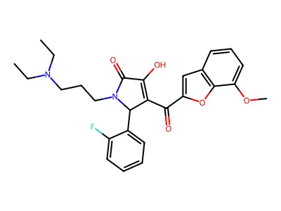 1-[3-(diethylamino)propyl]-5-(2-fluorophenyl)-3-hydroxy-4-[(7-methoxy-1-benzofuran-2-yl)carbonyl]-1,5-dihydro-2H-pyrrol-2-one structure