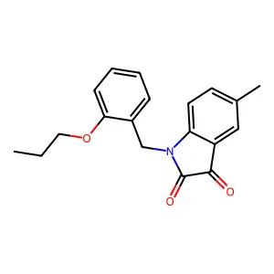 5-Methyl-1-(2-propoxybenzyl)indoline-2,3-dione structure