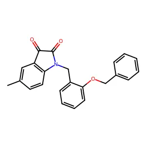 1-(2-(Benzyloxy)benzyl)-5-methylindoline-2,3-dione structure