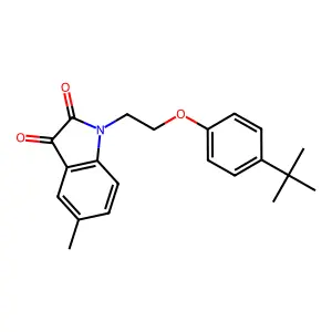1-[2-(4-tert-butylphenoxy)ethyl]-5-methyl-1H-indole-2,3-dione structure
