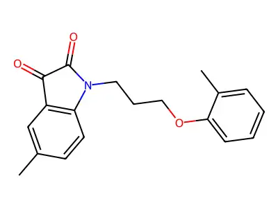 5-Methyl-1-[3-(2-methylphenoxy)propyl]indole-2,3-dione structure