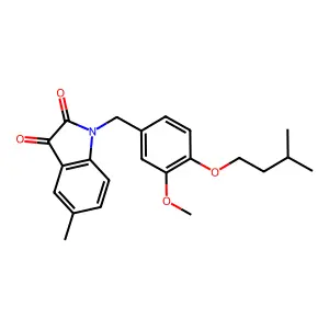 1-(4-(Isopentyloxy)-3-methoxybenzyl)-5-methylindoline-2,3-dione structure