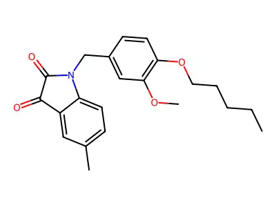 1-[3-methoxy-4-(pentyloxy)benzyl]-5-methyl-1H-indole-2,3-dione structure