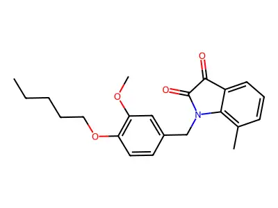 1-[3-methoxy-4-(pentyloxy)benzyl]-7-methyl-1H-indole-2,3-dione structure