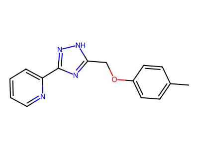 2-[5-[(4-methylphenoxy)methyl]-1H-1,2,4-triazol-3-yl]pyridine structure