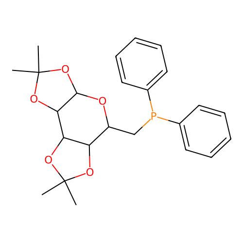 Diphenyl(((3aR,5S,5aR,8aS,8bR)-2,2,7,7-tetramethyltetrahydro-3aH-bis([1,3]dioxolo)[4,5-b:4',5'-d]pyran-5-yl)methyl)phosphine structure