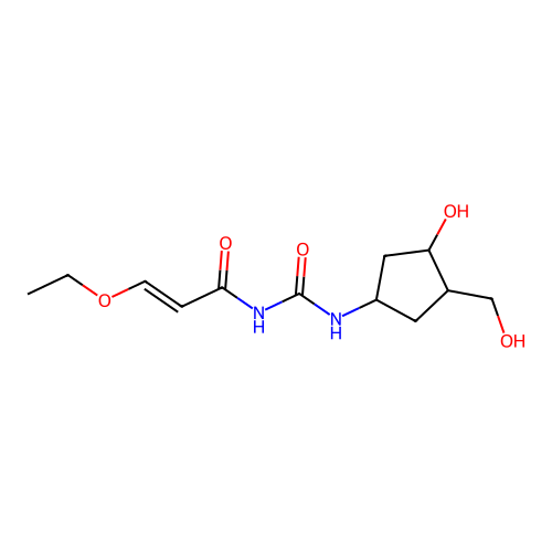 (E)-3-ethoxy-N-[[3-hydroxy-4-(hydroxymethyl)cyclopentyl]carbamoyl]prop-2-enamide structure