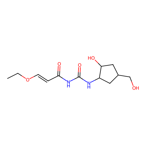 (E)-3-ethoxy-N-[[2-hydroxy-4-(hydroxymethyl)cyclopentyl]carbamoyl]prop-2-enamide structure