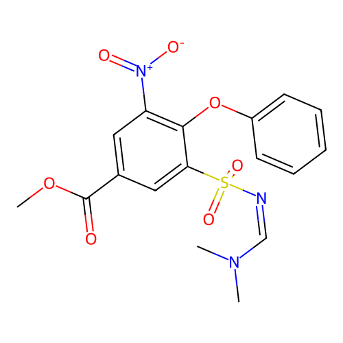 methyl 3-[(Z)-dimethylaminomethylideneamino]sulfonyl-5-nitro-4-phenoxybenzoate structure