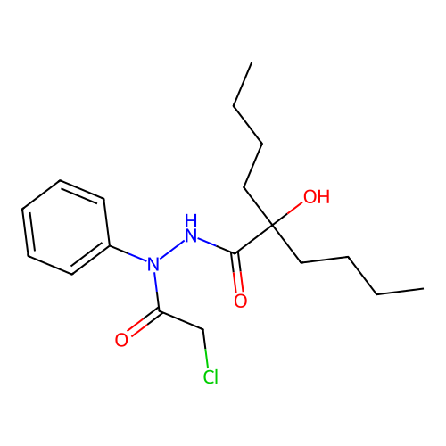 2-butyl-N'-(2-chloroacetyl)-2-hydroxy-N'-phenylhexanehydrazide structure