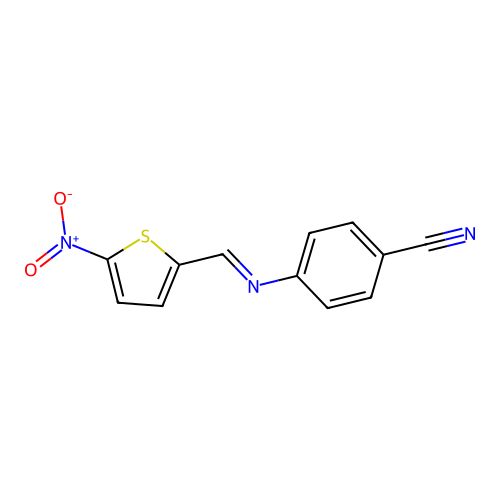 4-[(5-Nitrothiophen-2-yl)methylideneamino]benzonitrile structure