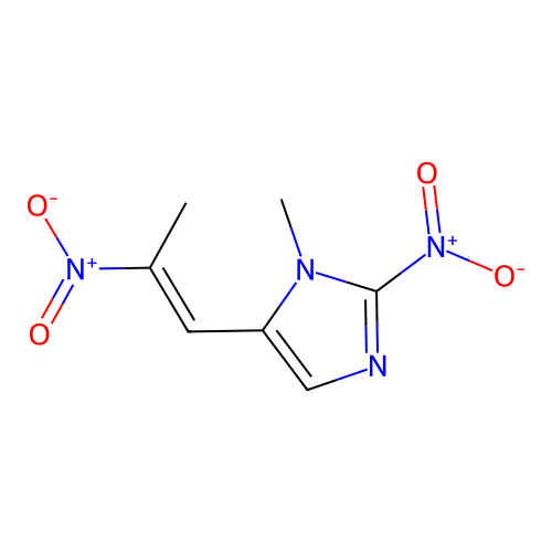 1-methyl-2-nitro-5-[(E)-2-nitroprop-1-enyl]imidazole structure