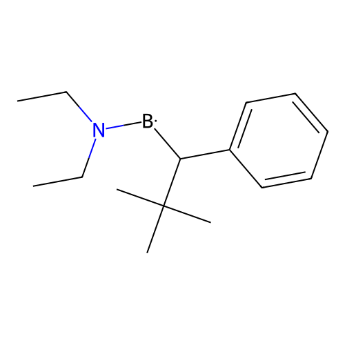 Diethylamino(2,2-dimethyl-1-phenylpropyl)borane structure