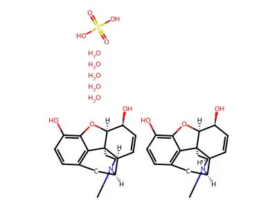 Morphine, sulfate (pentahydrate) structure