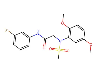 N-(3-bromophenyl)-2-[2,5-dimethoxy(methylsulfonyl)anilino]acetamide structure
