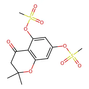 (2,2-dimethyl-5-methylsulfonyloxy-4-oxo-3H-chromen-7-yl) methanesulfonate structure