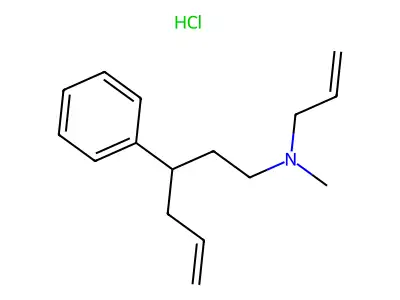 N-Methyl-3-phenyl-N-(prop-2-en-1-yl)hex-5-en-1-amine--hydrogen chloride (1/1) structure