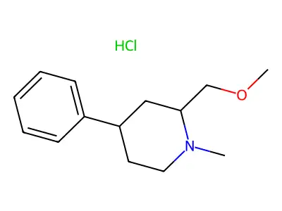 2-(Methoxymethyl)-1-methyl-4-phenylpiperidine--hydrogen chloride (1/1) structure