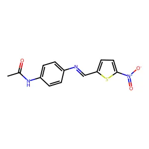 N-[4-[(5-nitrothiophen-2-yl)methylideneamino]phenyl]acetamide structure