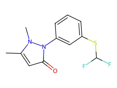 3-Pyrazolin-5-one, 2,3-dimethyl-1-(m-(difluoromethylthio)phenyl)- structure