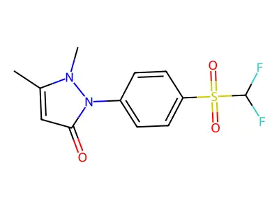 3-Pyrazolin-5-one, 2,3-dimethyl-1-(p-(difluoromethylsulfonyl)phenyl)- structure