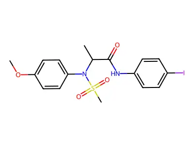 N-(4-iodophenyl)-2-[4-methoxy(methylsulfonyl)anilino]propanamide structure