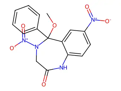 2H-1,4-Benzodiazepin-2-one, 1,3,4,5-tetrahydro-4,7-dinitro-5-methoxy-5-phenyl- structure