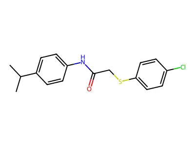 2-[(4-chlorophenyl)sulfanyl]-N-[4-(propan-2-yl)phenyl]acetamide structure