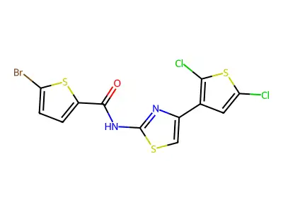 5-bromo-N-[4-(2,5-dichlorothiophen-3-yl)-1,3-thiazol-2-yl]thiophene-2-carboxamide structure